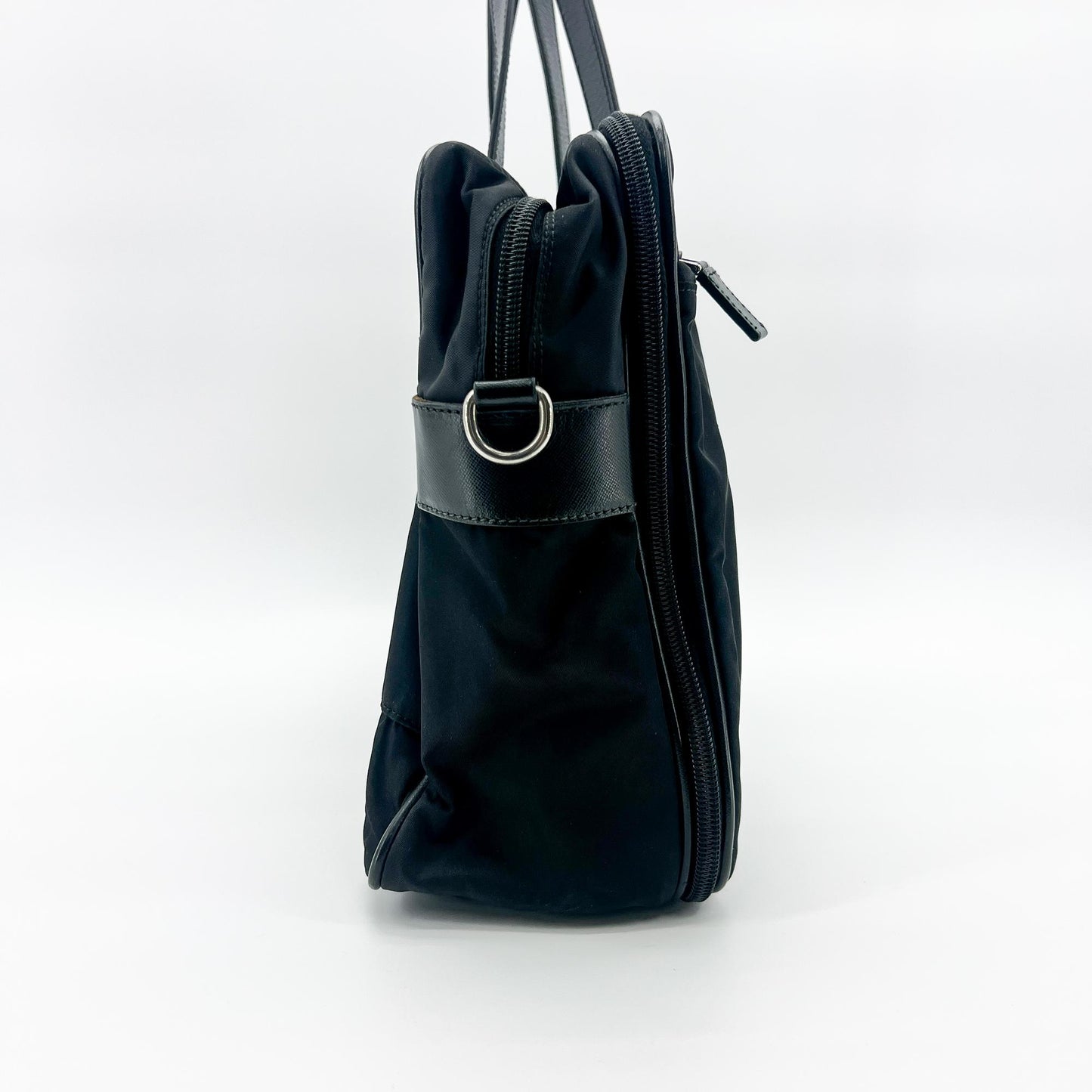 Prada Tessuto Nylon Saffiano Briefcase Black