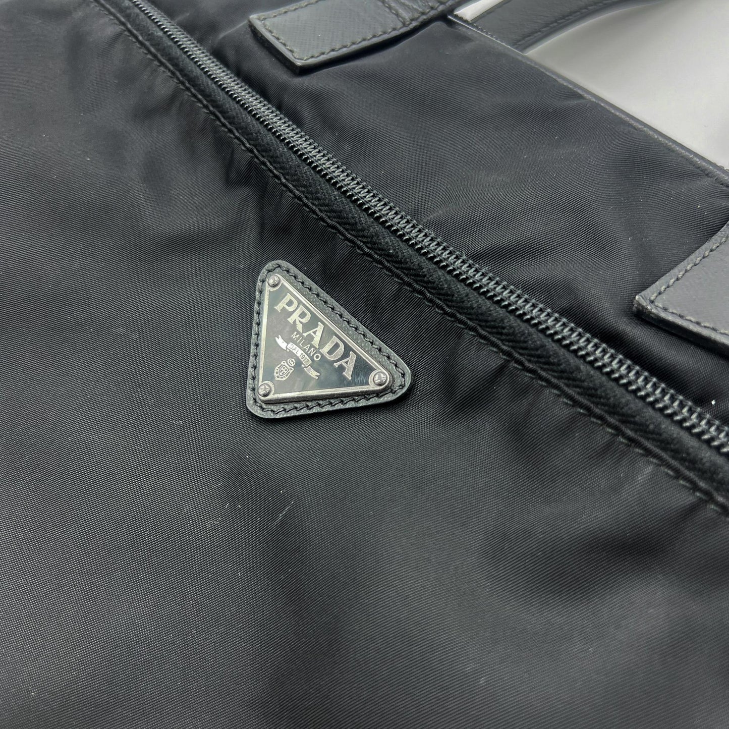 Prada Tessuto Nylon Saffiano Briefcase Black