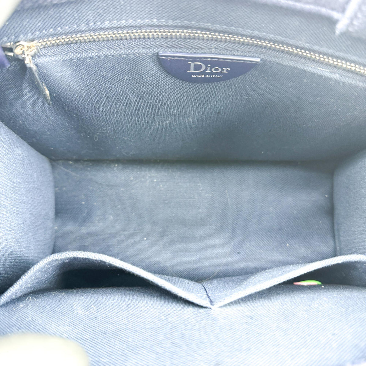 Dior Medallion Lace Embroidery Small Book Tote Bag Navy