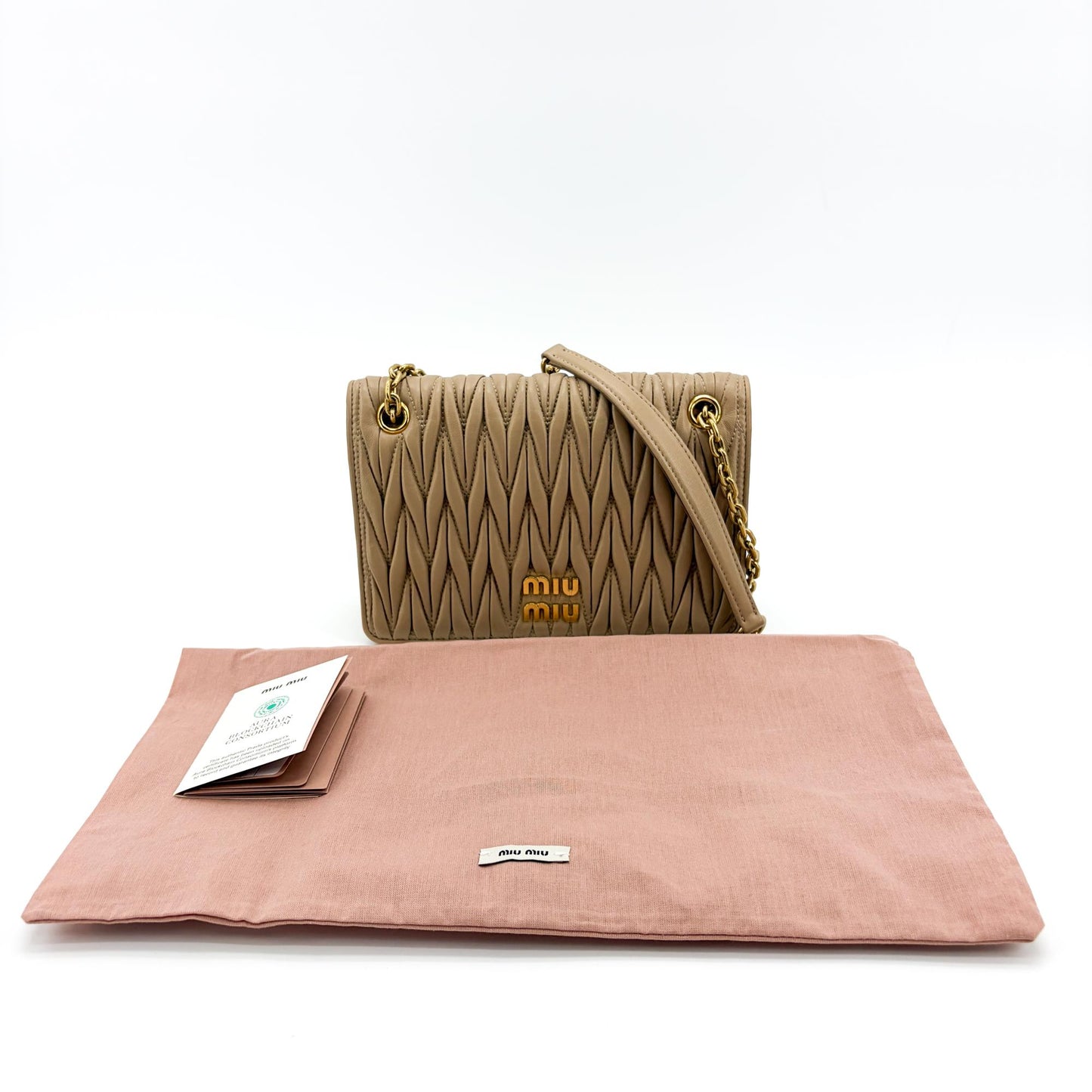 Miu Miu Matelassé Napa Leather Shoulder Bag Oak
