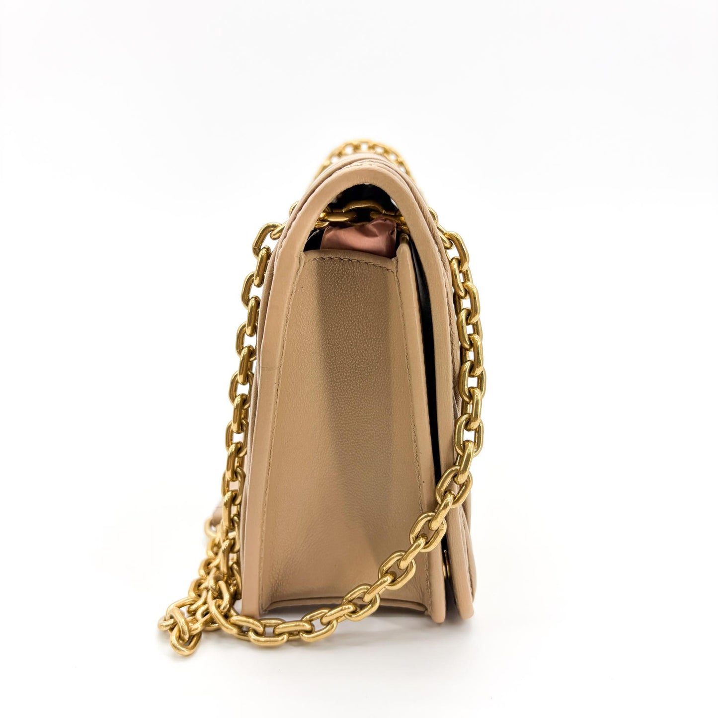 Miu Miu Matelassé Napa Leather Shoulder Bag Oak