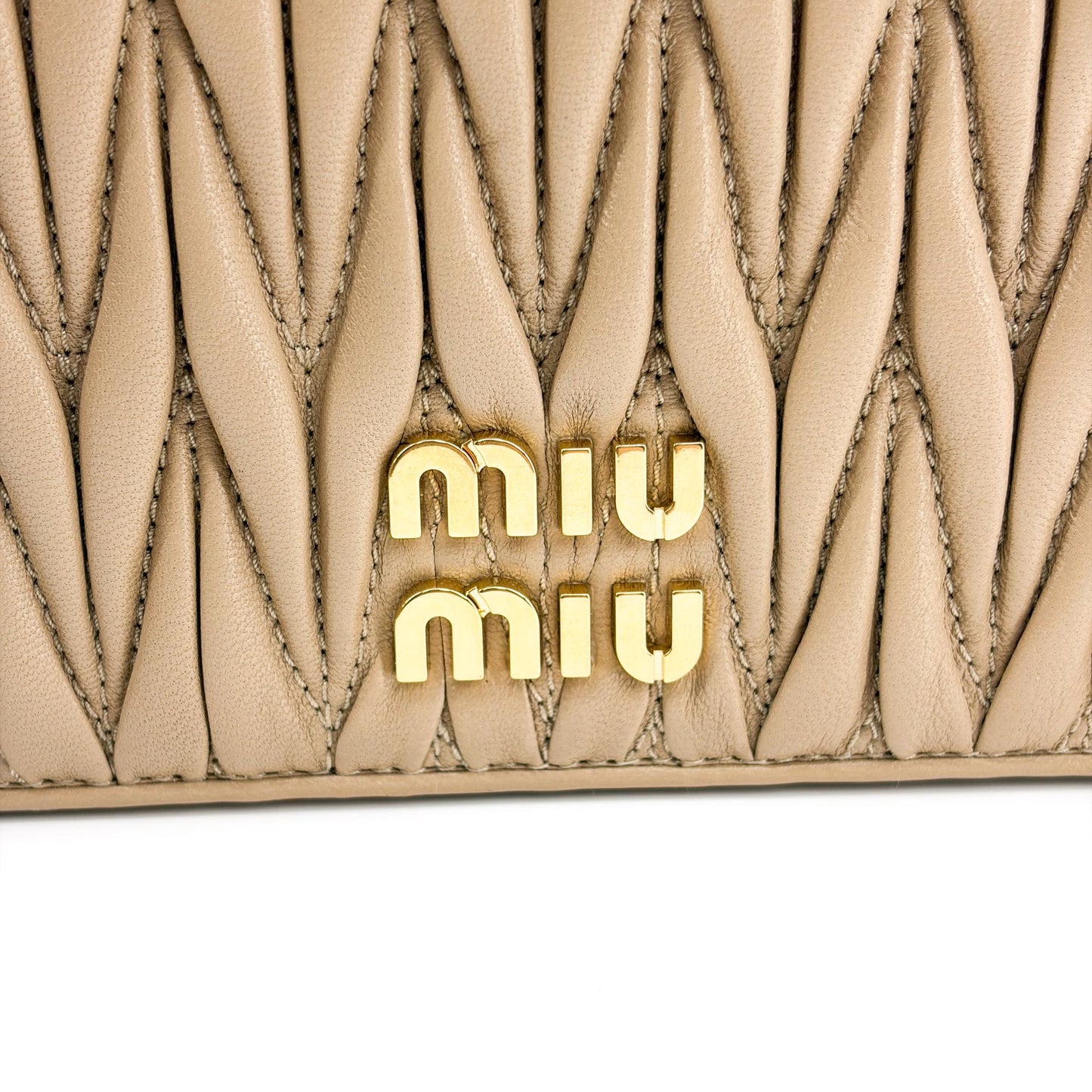 Miu Miu Matelassé Napa Leather Shoulder Bag Oak