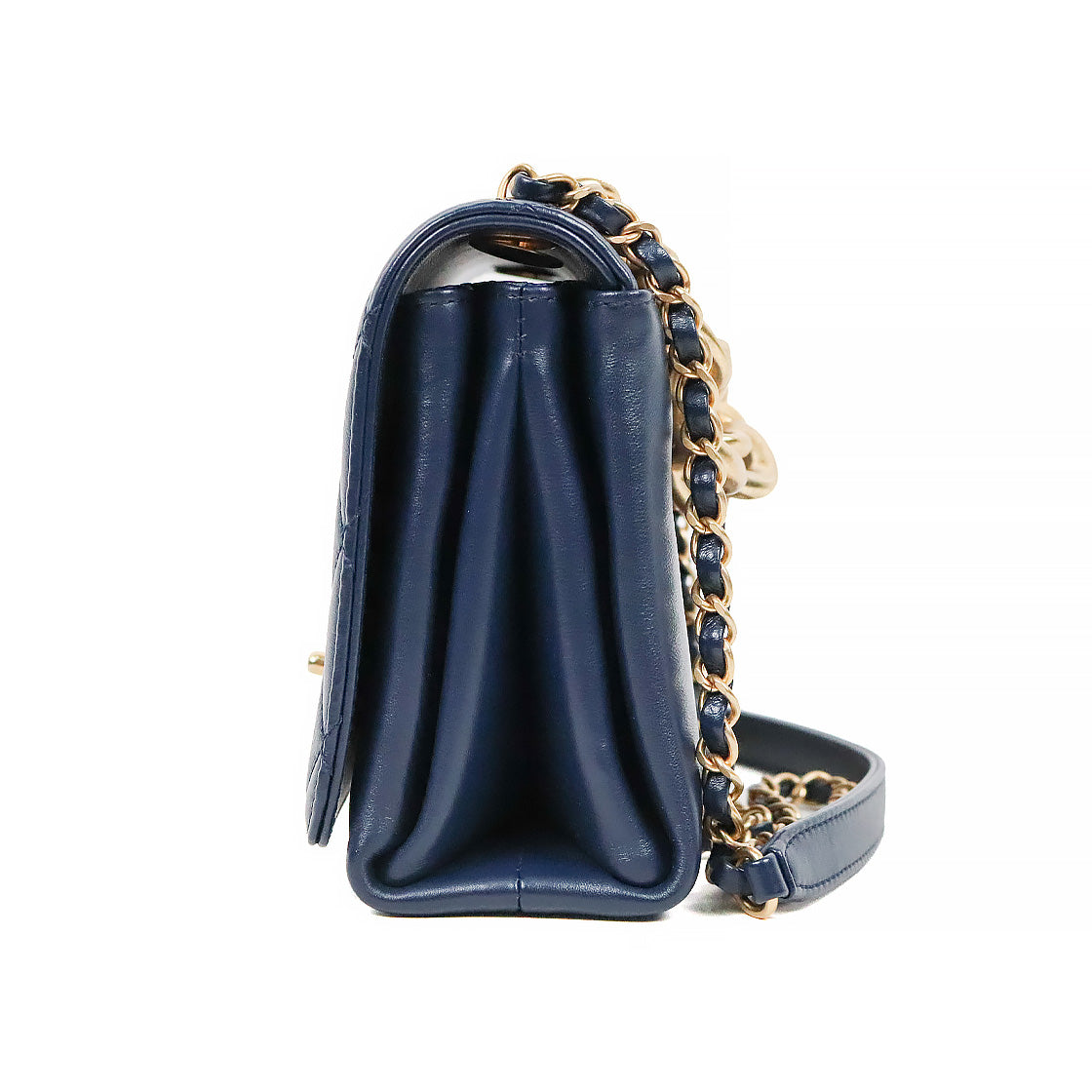 Chanel Navy Quilted CC Flap Chain Shoulder Bag with Built-in Chip