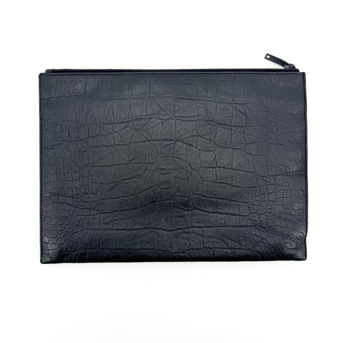Saint Laurent Monogram Crocodile Embossed Document Holder Black