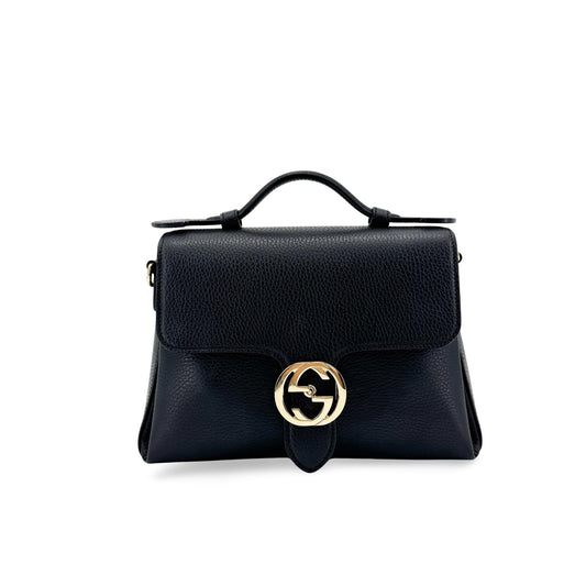 Gucci Interlocking G Small Top Handle Crossbody Bag Black