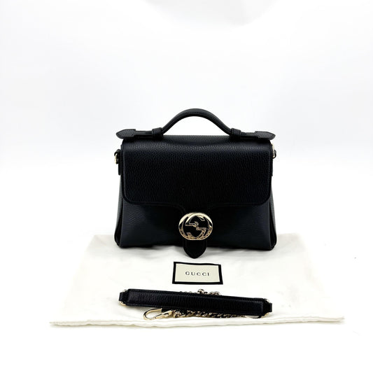 Gucci Interlocking G Small Top Handle Crossbody Bag Black