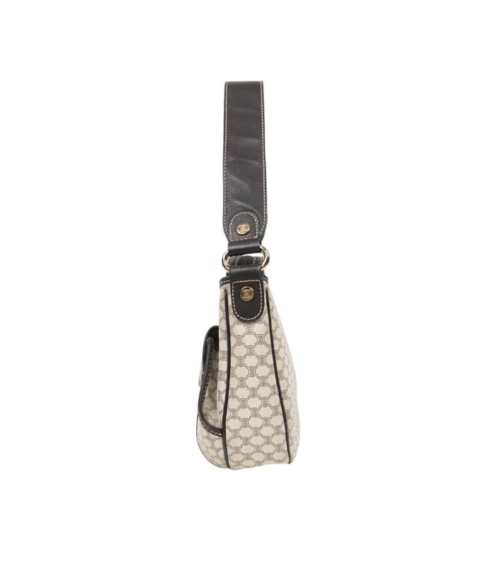 Céline White Macadam Two-Pocket Hobo Bag
