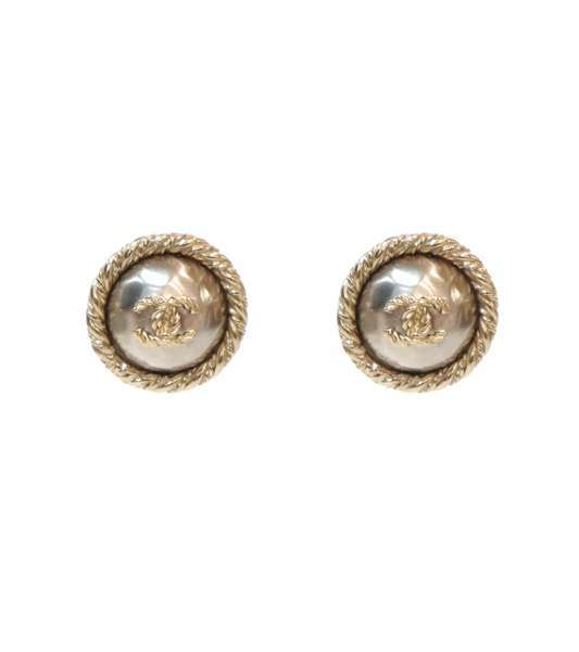 Chanel Round CC Gold Earrings