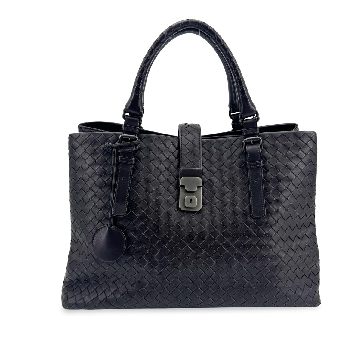 Bottega Veneta Intrecciato Roma Small Tote Bag Black