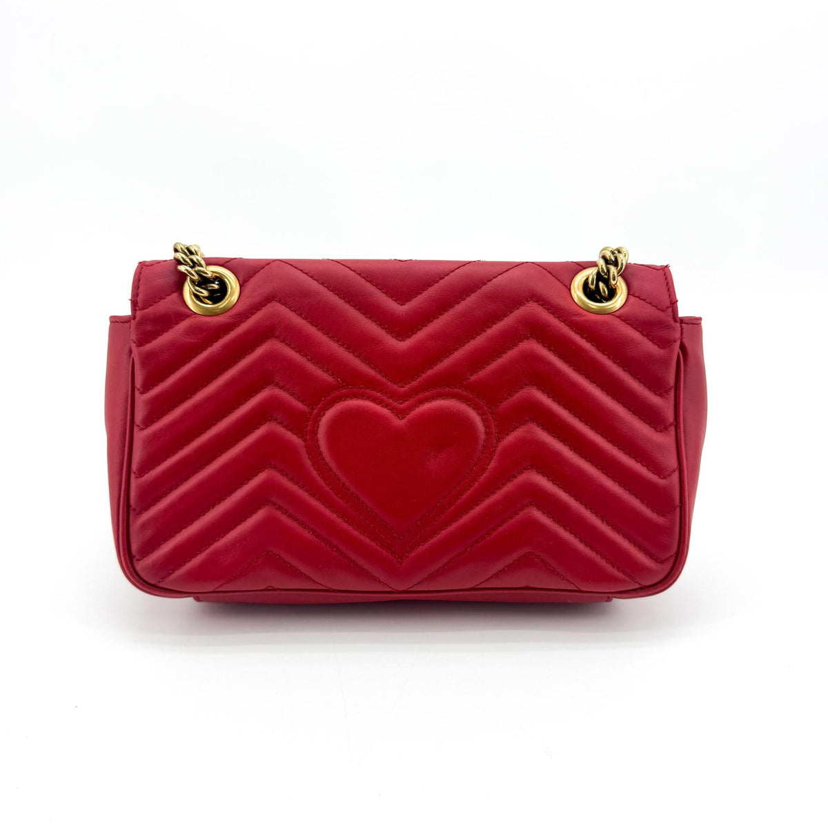 Gucci GG Marmont Matelassé Mini Crossbody Bag Red Gold Hardware
