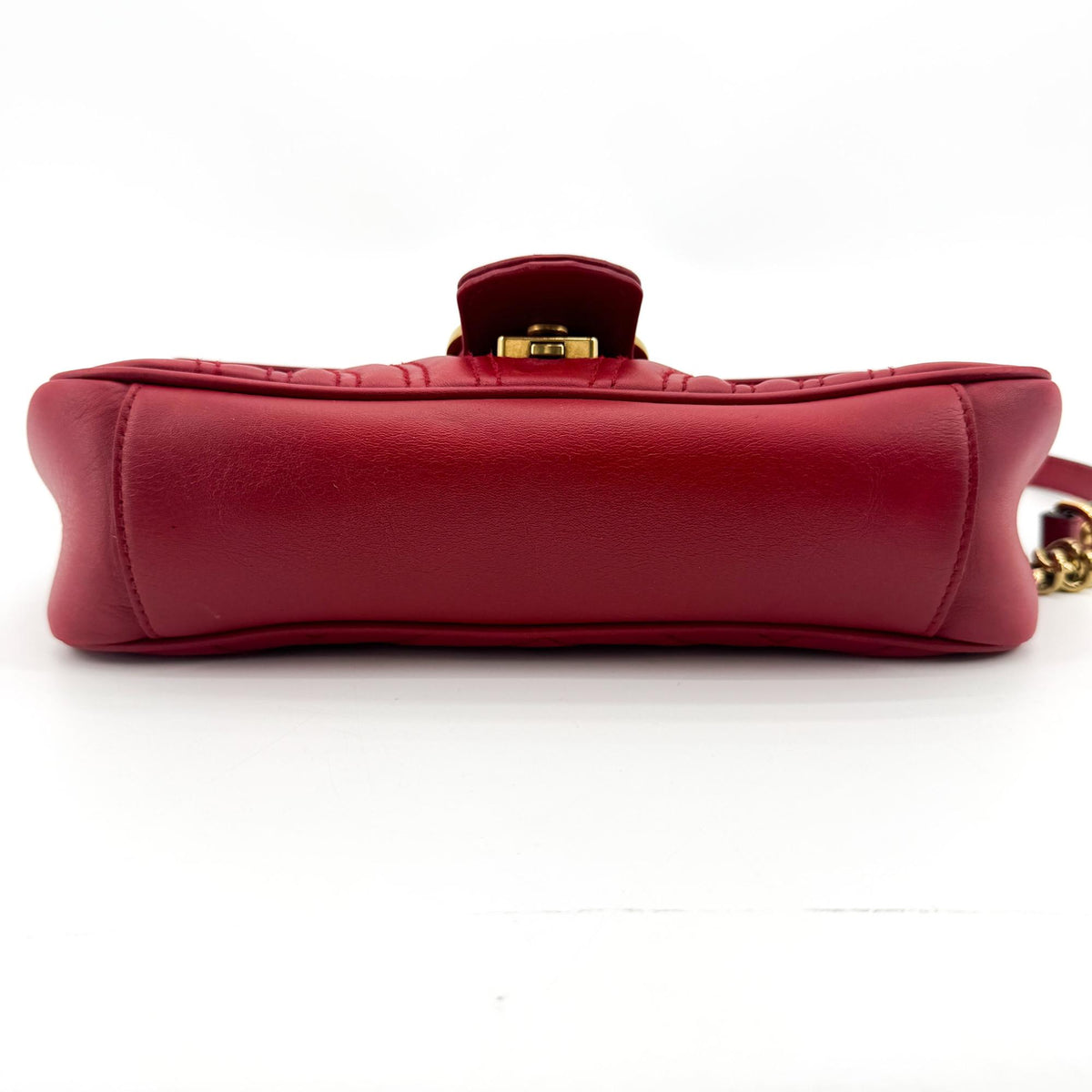 Gucci GG Marmont Matelassé Mini Crossbody Bag Red Gold Hardware