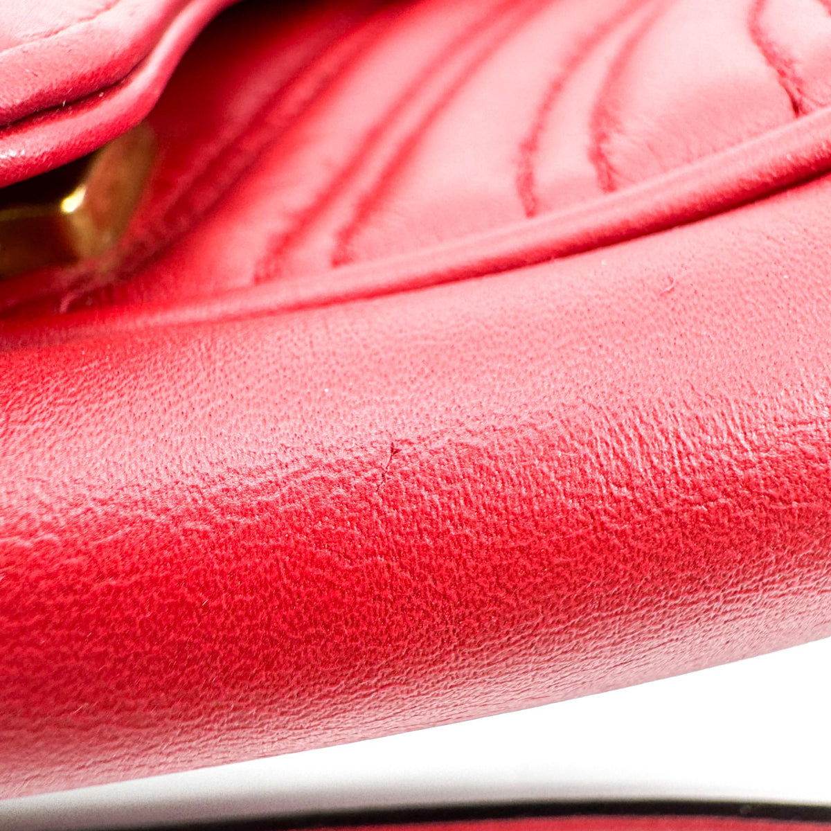 Gucci GG Marmont Matelassé Mini Crossbody Bag Red Gold Hardware