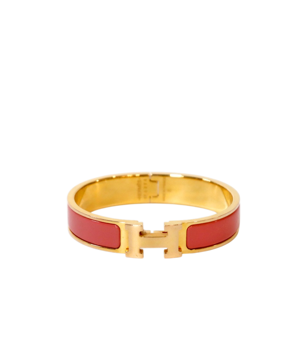 Hermès Pink Click-Ash Gold Bracelet
