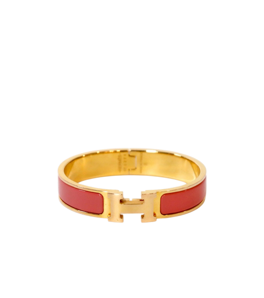 Hermès Pink Click-Ash Gold Bracelet