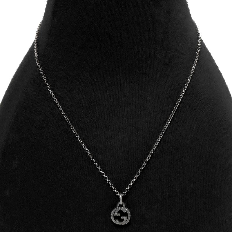 Gucci Black Interlocking G Silver Necklace