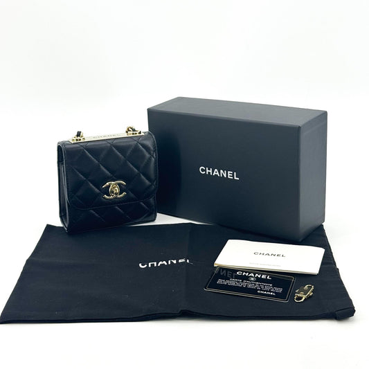 Chanel Trendy CC Mini Chain Shoulder Bag Black Gold Hardware