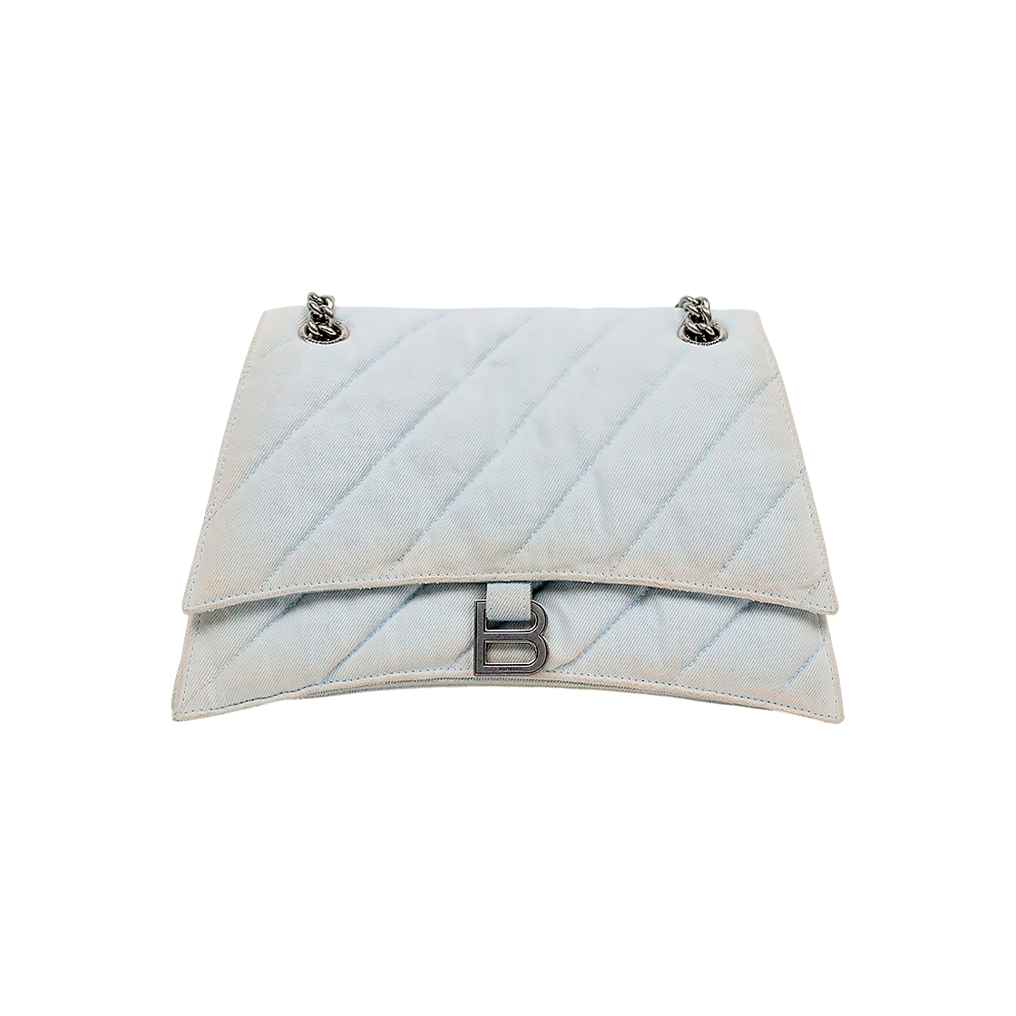 Balenciaga Quilted Denim Crush Chain Shoulder Bag