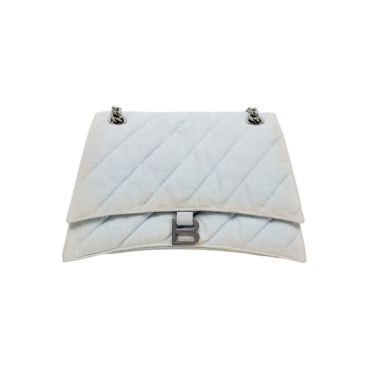 Balenciaga Quilted Denim Crush Chain Shoulder Bag