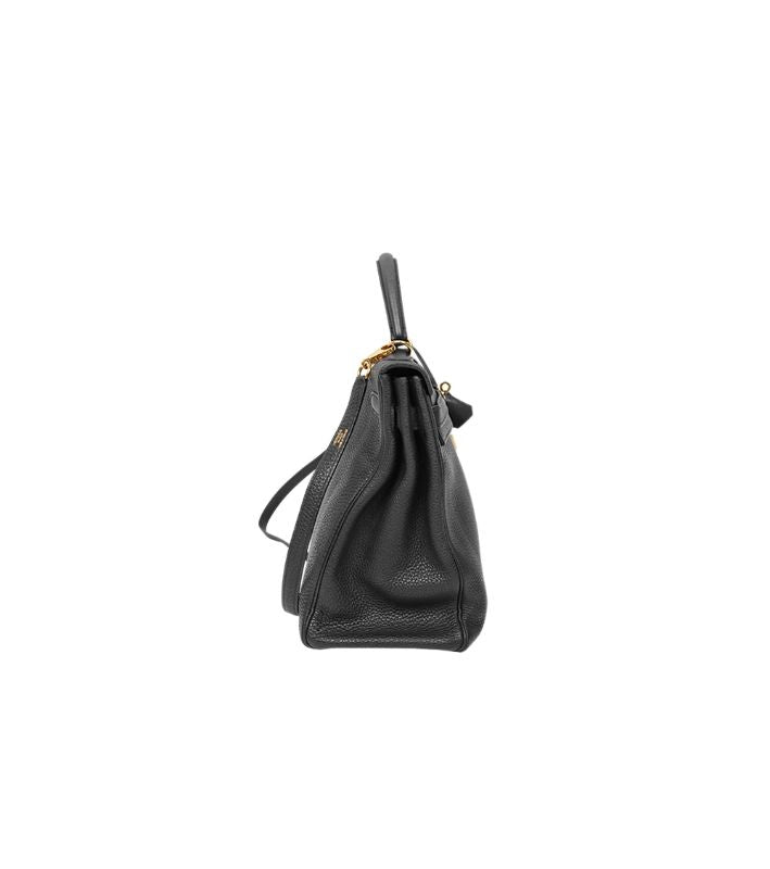 Hermès Black Kelly Bag Square L Engraved
