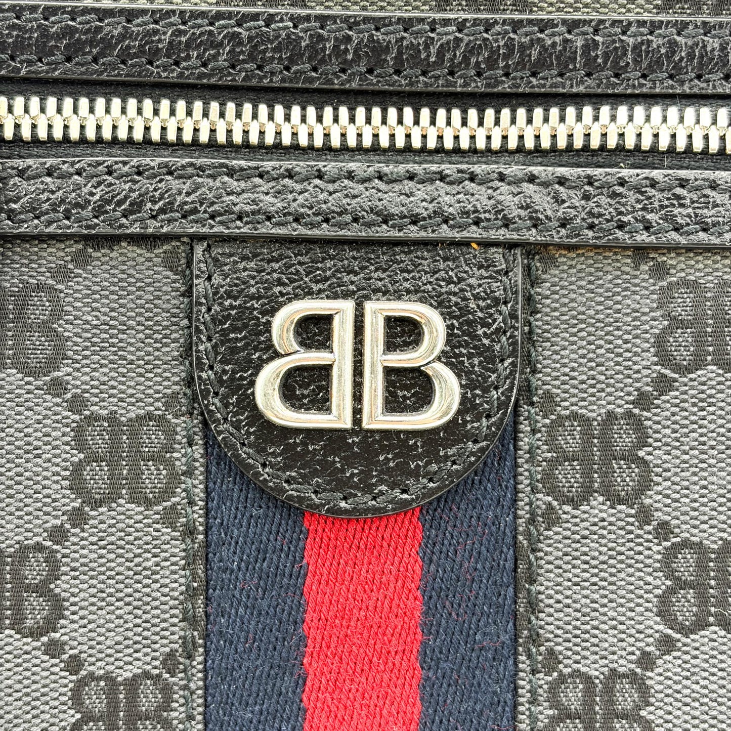 Balenciaga x Gucci BB Monogram Signature Messenger Bag Black