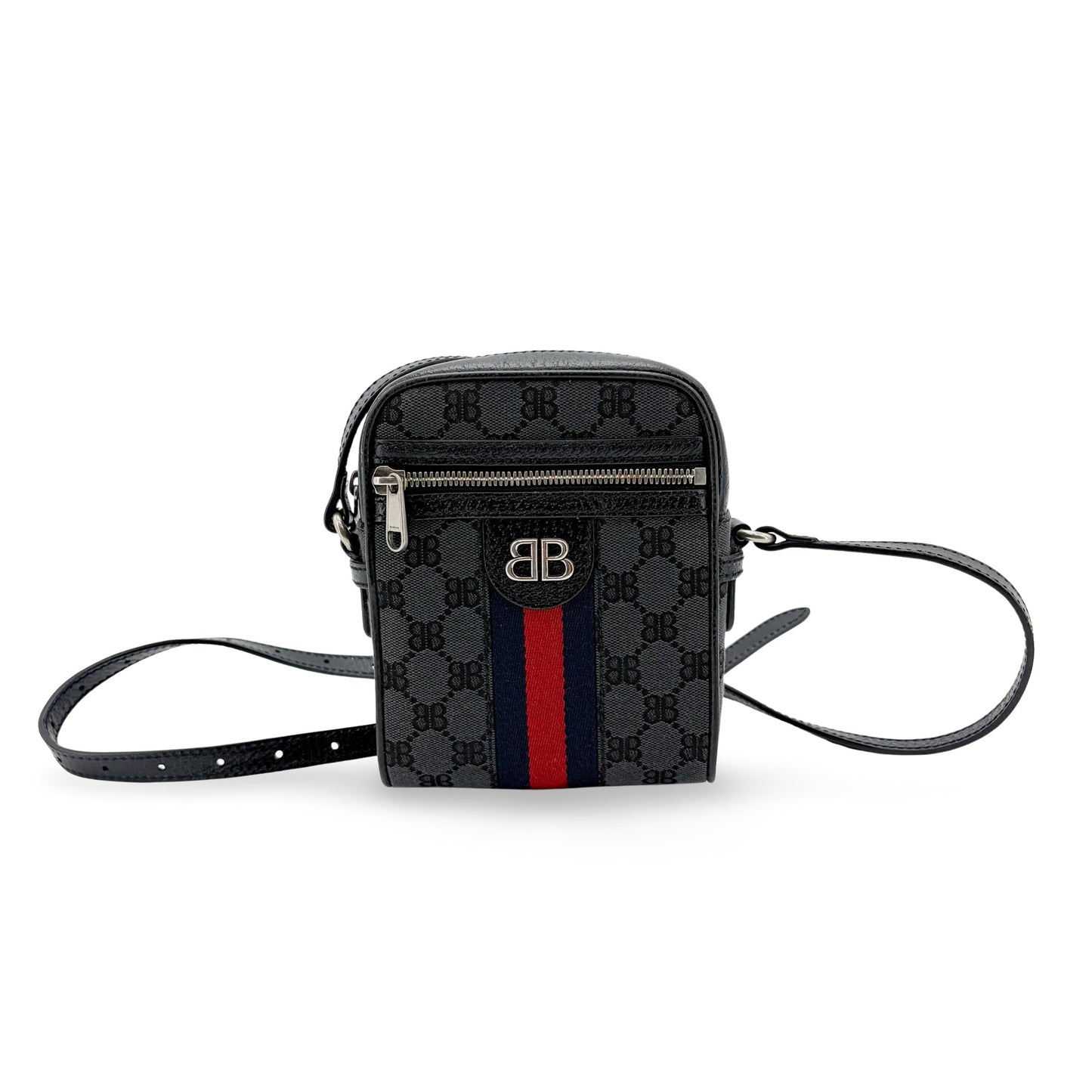 Balenciaga x Gucci BB Monogram Signature Messenger Bag Black