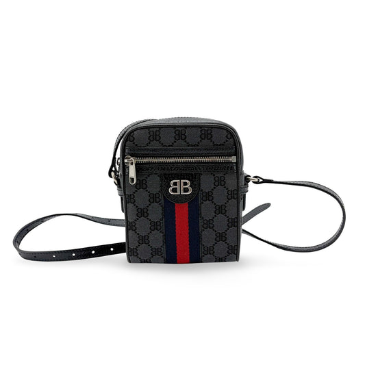 Balenciaga x Gucci BB Monogram Signature Messenger Bag Black