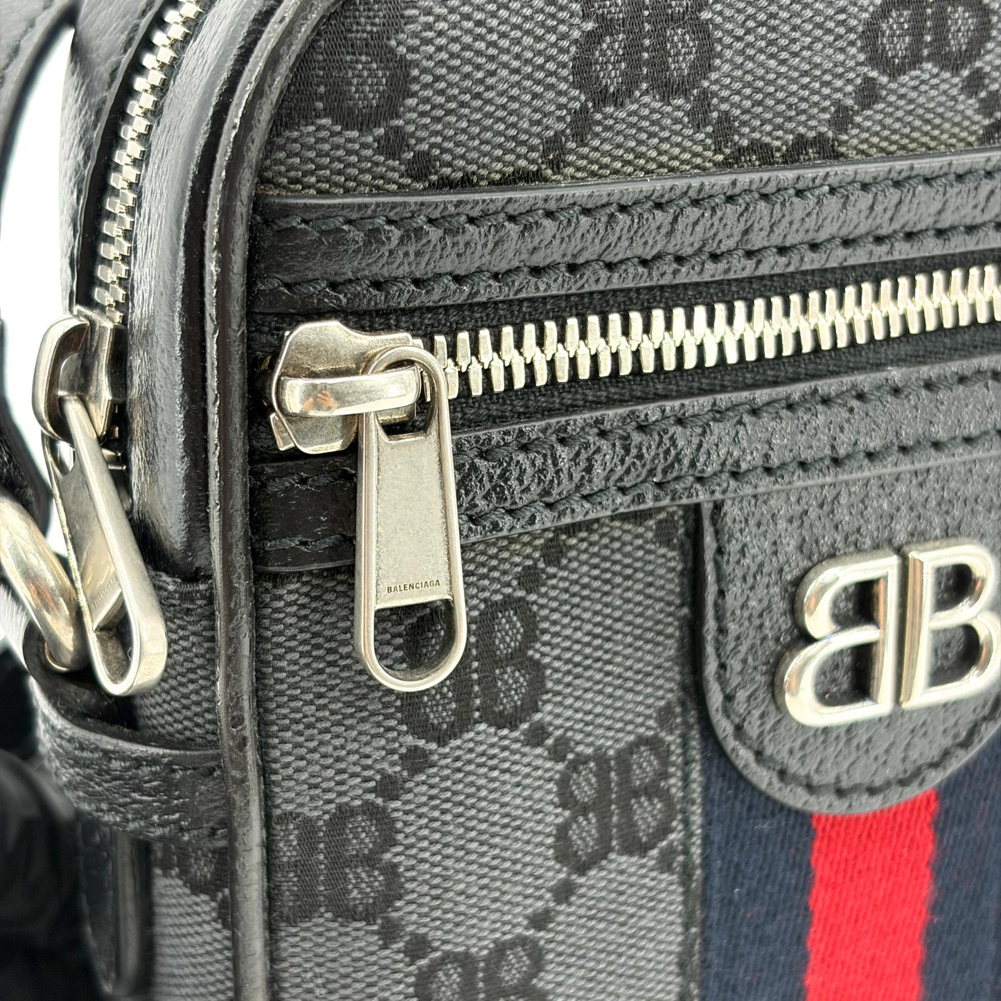 Balenciaga x Gucci BB Monogram Signature Messenger Bag Black