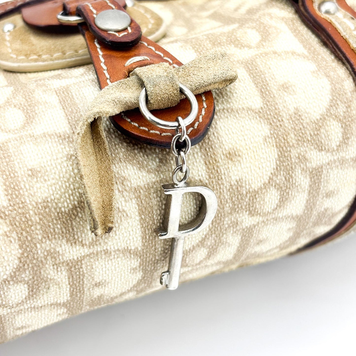 Dior Romantique Trotter Mini Boston Bag Brown Beige
