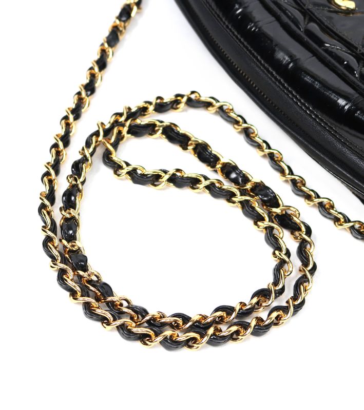 Chanel Black Patent Quilted CC Chain Shoulder Bag