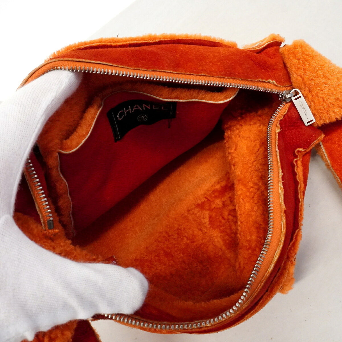 Chanel Shearling Orange Shoulder Bag