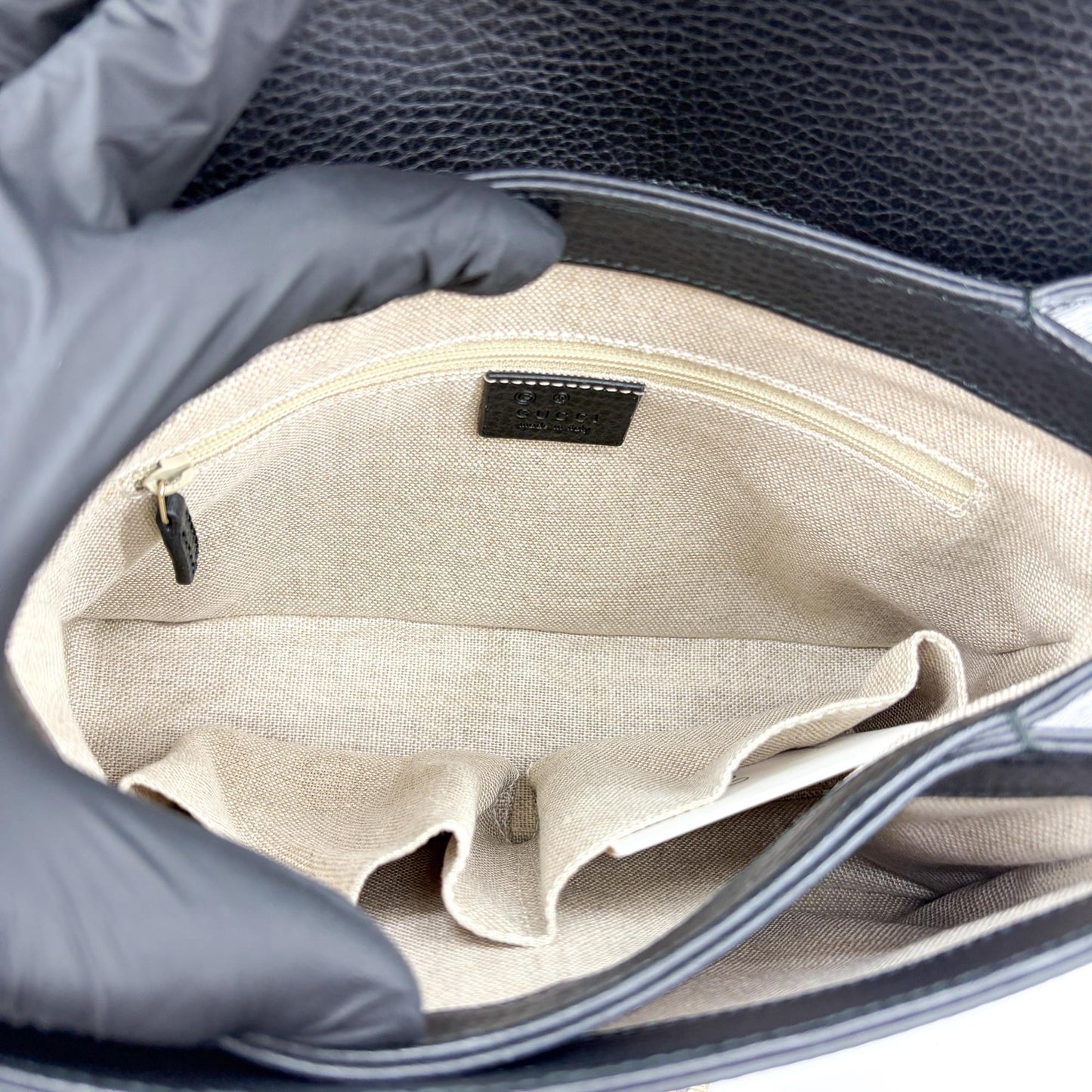Gucci Interlocking G Medium Top Handle Bag Black Gold Hardware