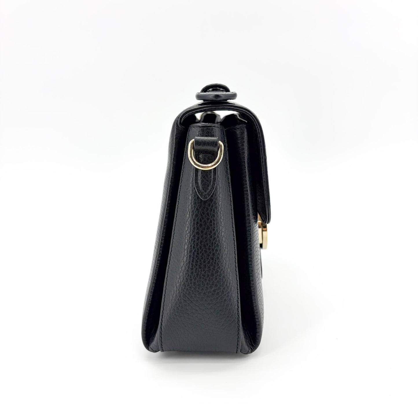 Gucci Interlocking G Medium Top Handle Bag Black Gold Hardware