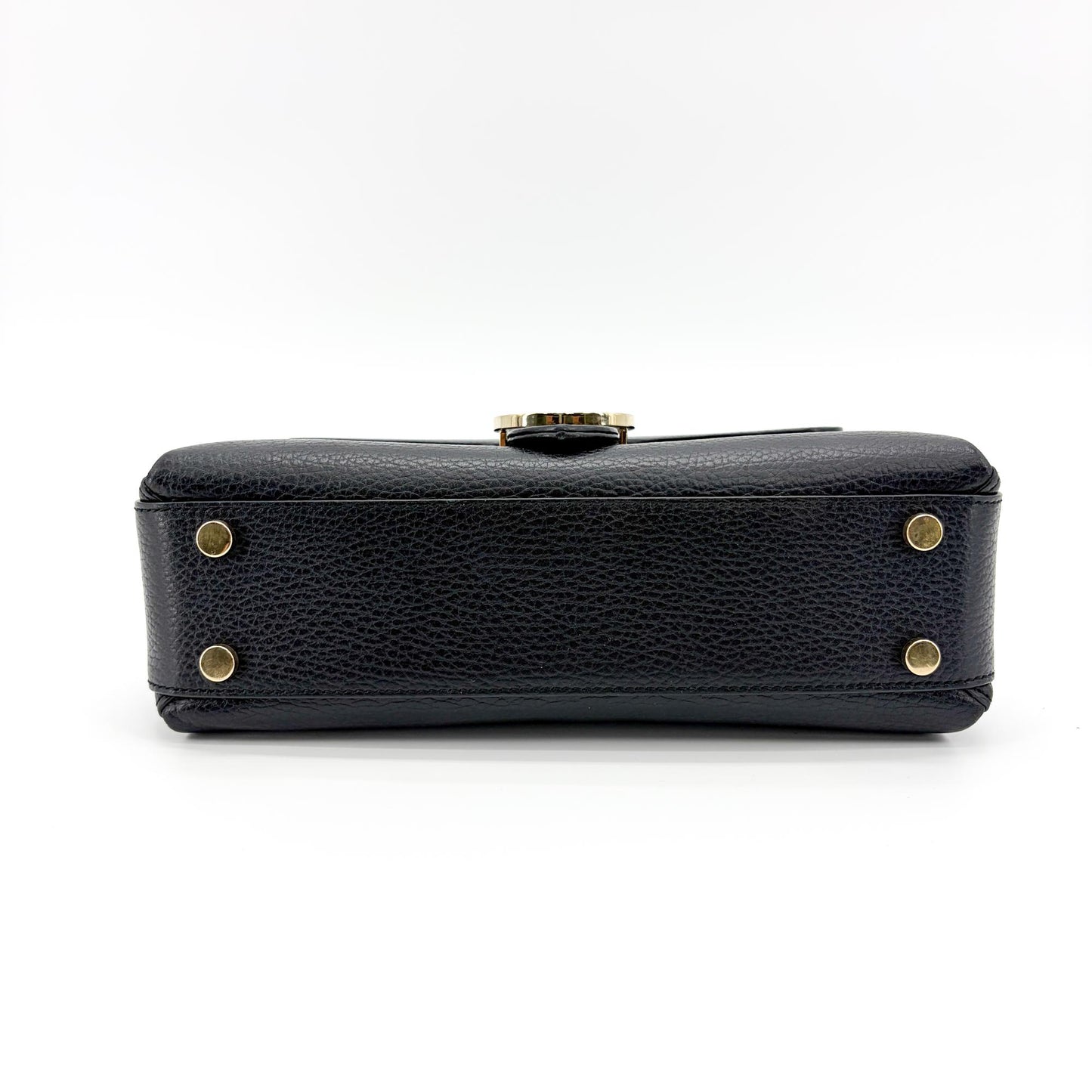 Gucci Interlocking G Medium Top Handle Bag Black Gold Hardware