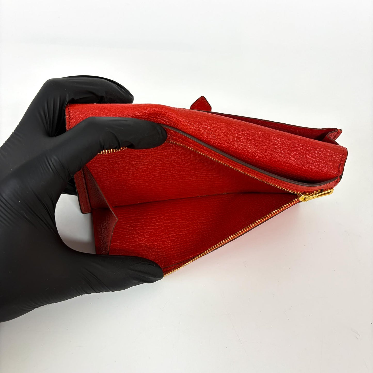 Hermès Beane Soufflé Wallet Rouge Kazak Gold Hardware A Stamp