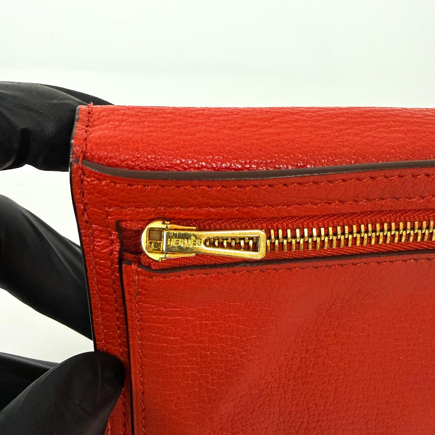 Hermès Beane Soufflé Wallet Rouge Kazak Gold Hardware A Stamp
