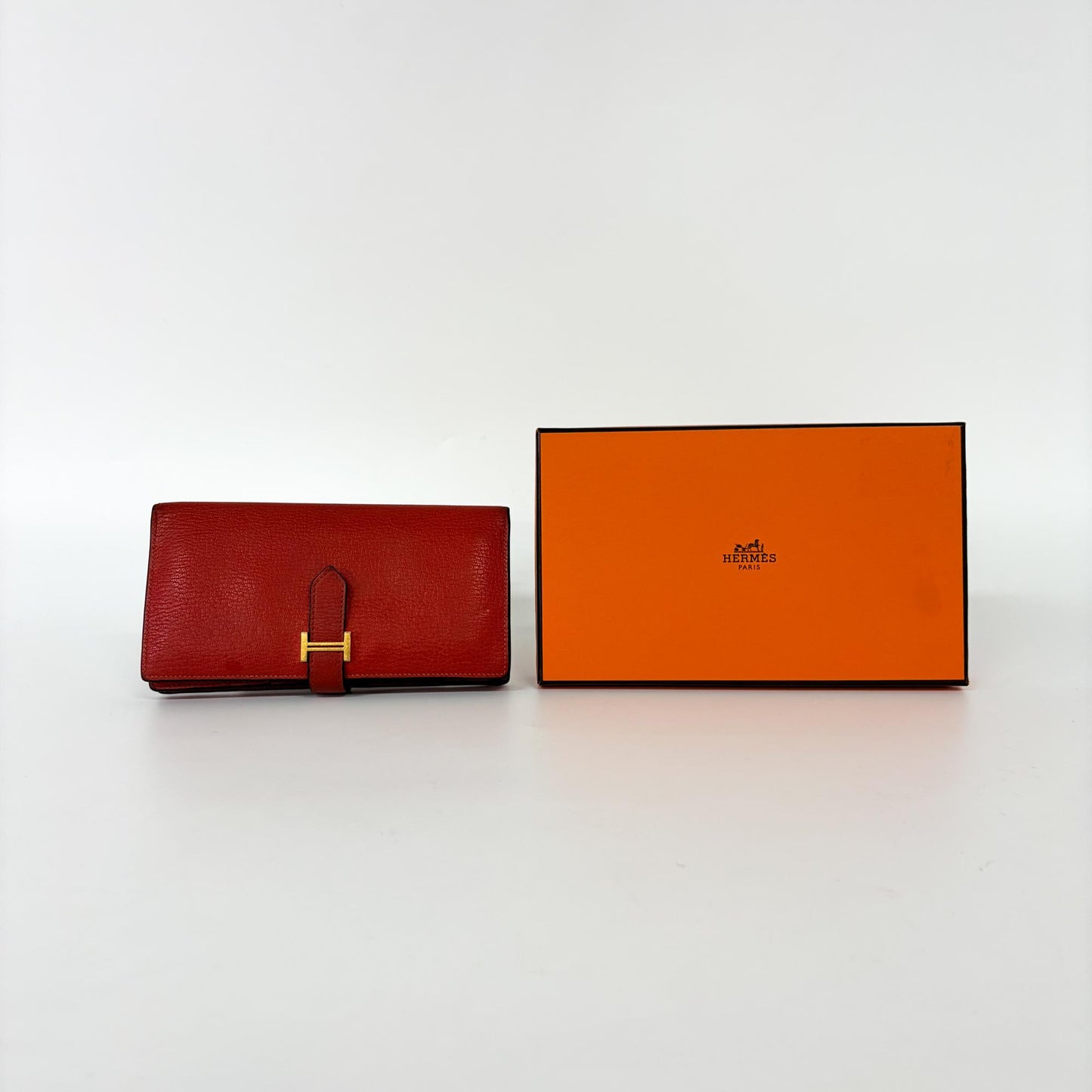 Hermès Beane Soufflé Wallet Rouge Kazak Gold Hardware A Stamp