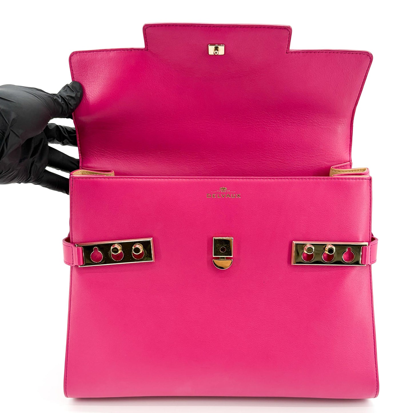 Delvaux Tampette Medium Peony Pink Gold Hardware