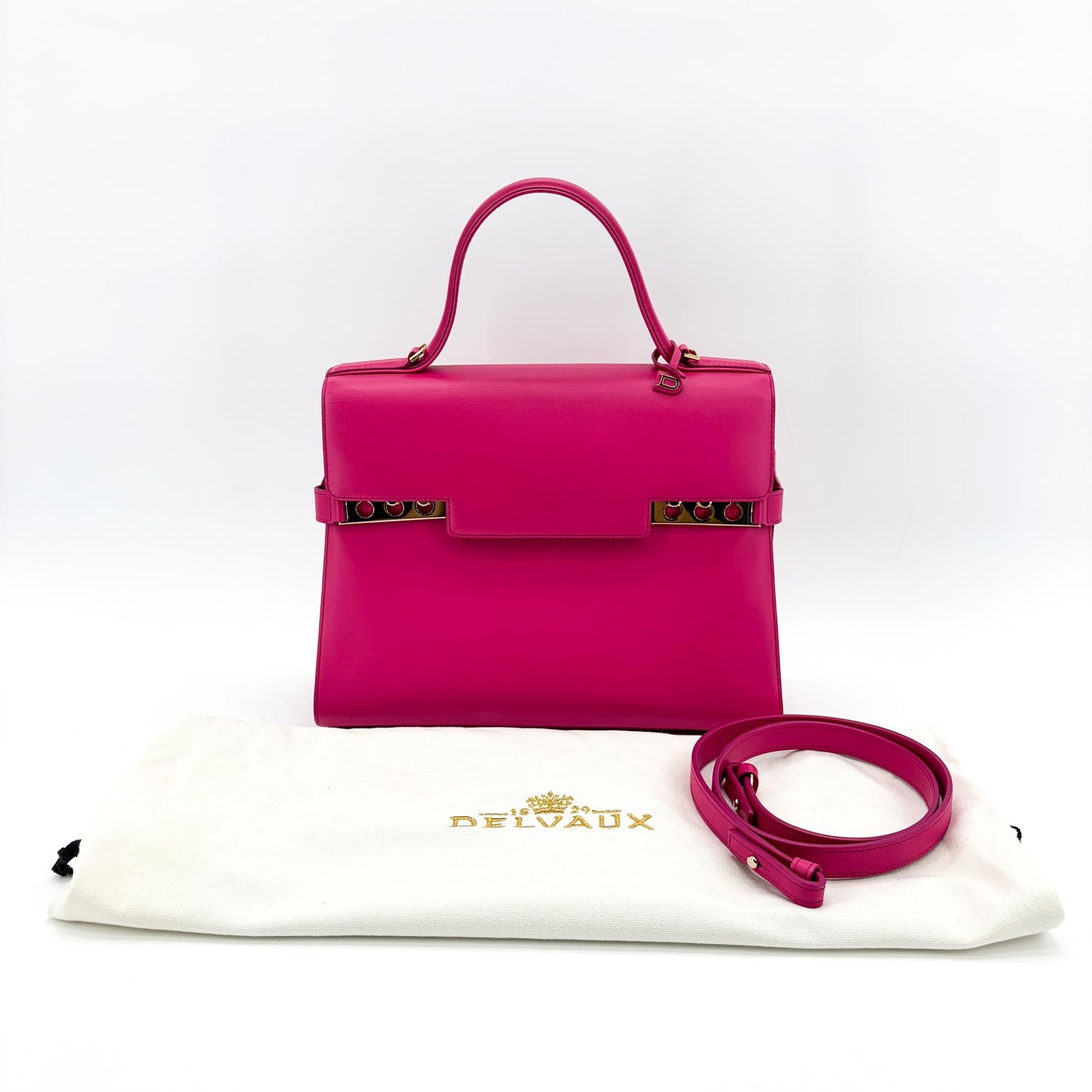 Delvaux Tampette Medium Peony Pink Gold Hardware