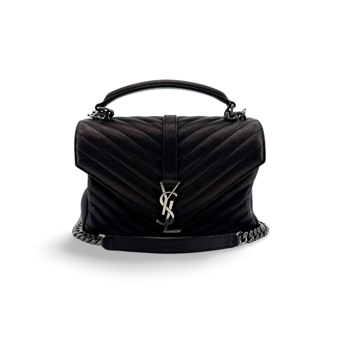 Saint Laurent Medium College Top Handle Bag Black