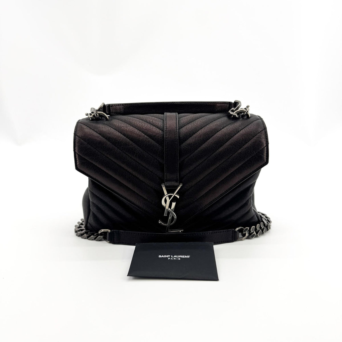 Saint Laurent Medium College Top Handle Bag Black