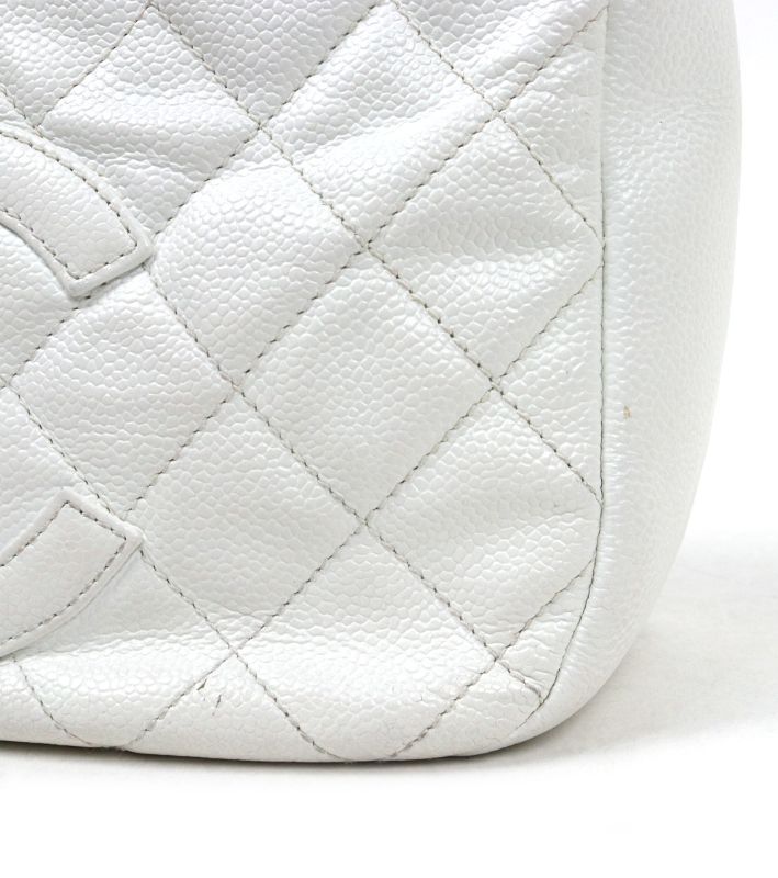 Chanel White Caviar Skin Timeless Shoulder Bag