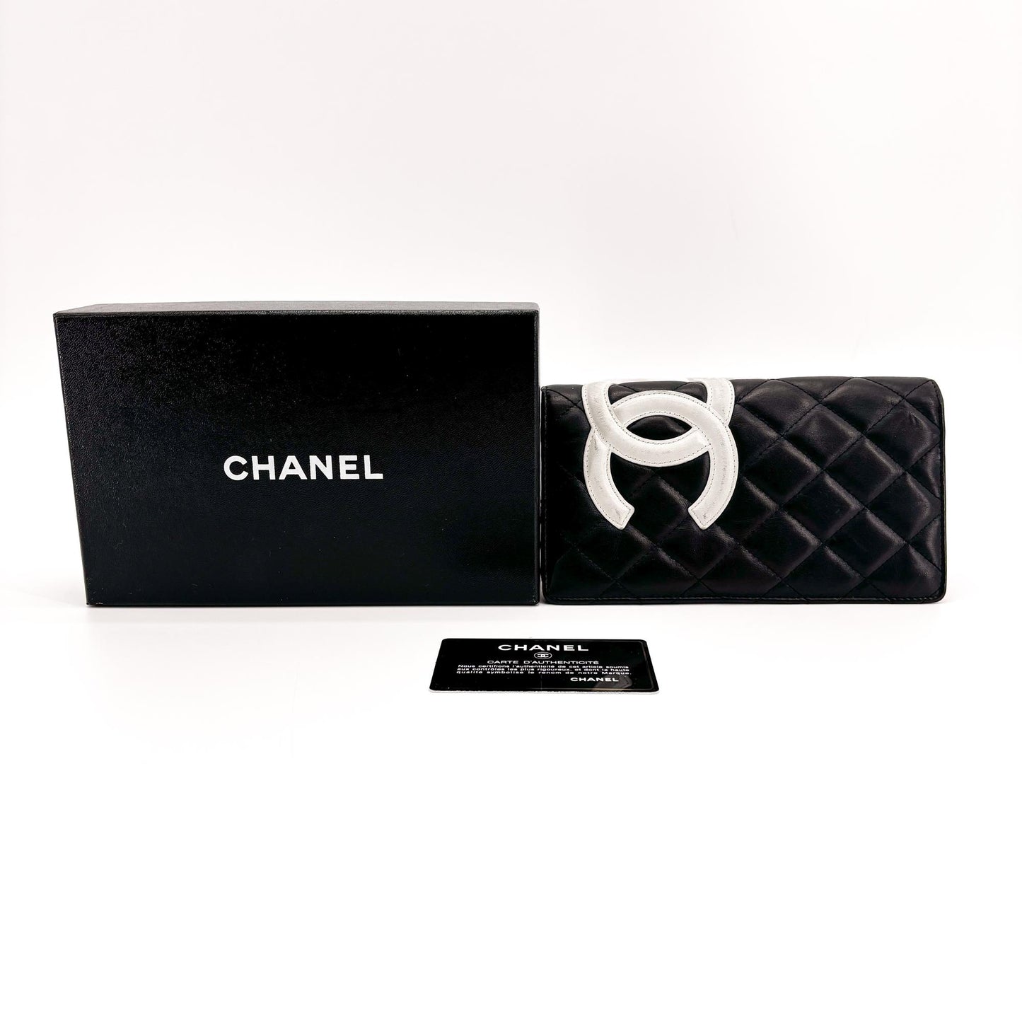 Chanel Cambon Line Flap Long Wallet Black White