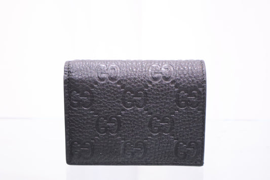 GG Emblem Mini Black Bifold Wallet 815901