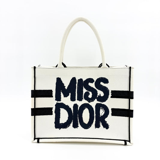 Dior Sac Cabas Book Tote Medium Miss Dior Blanc Noir