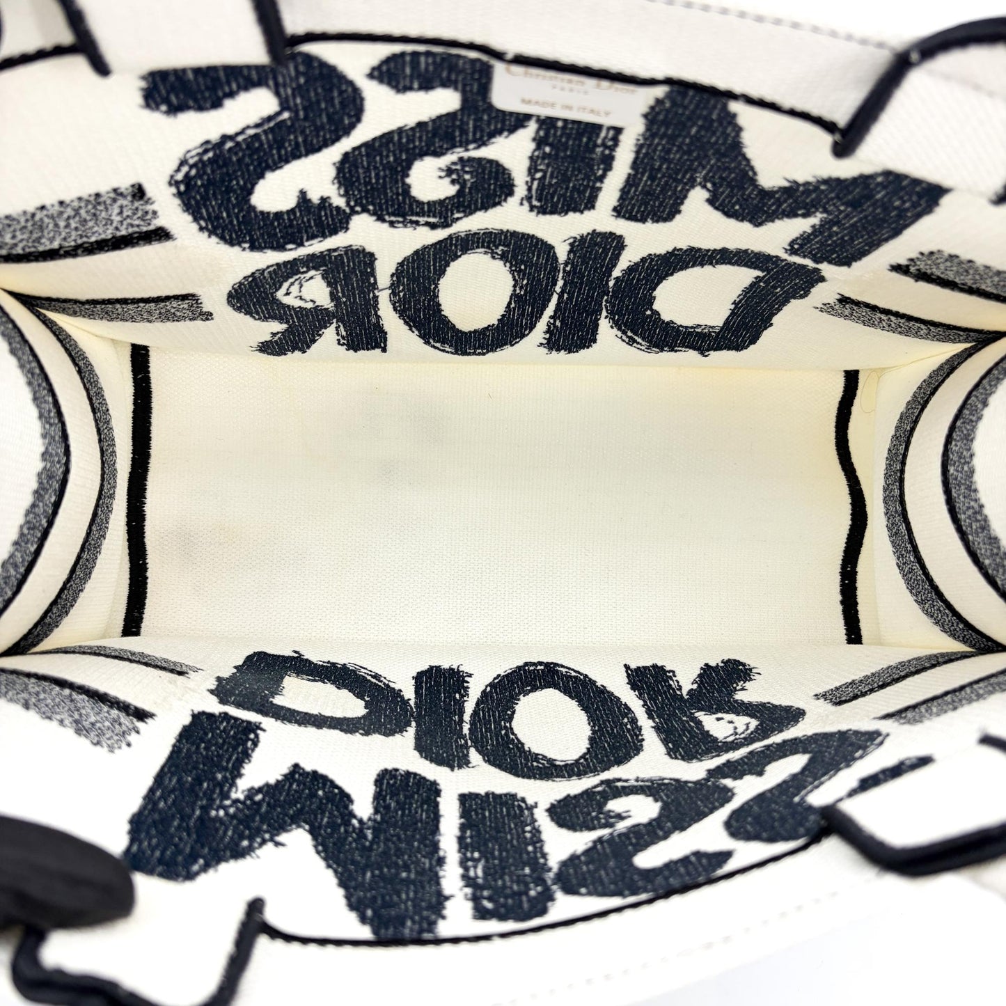 Dior Medium Book Tote Miss Dior White Black