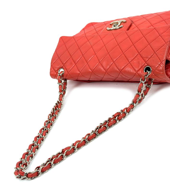 Chanel Orange Quilted CC Flap Chain Shoulder Bag
