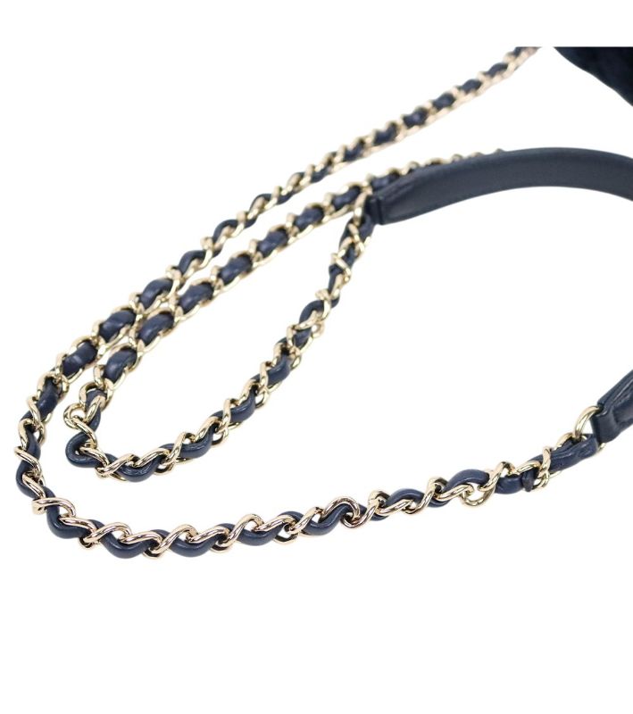 Chanel Navy Shearling Chain Shoulder Bag