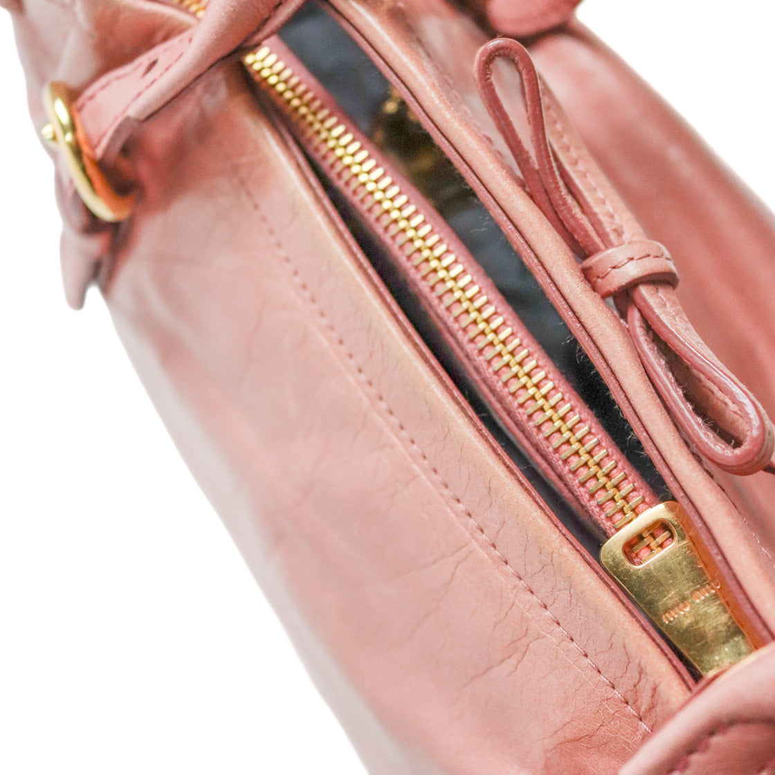 Miu Miu Pink Vitello Shine Ribbon Tote Bag