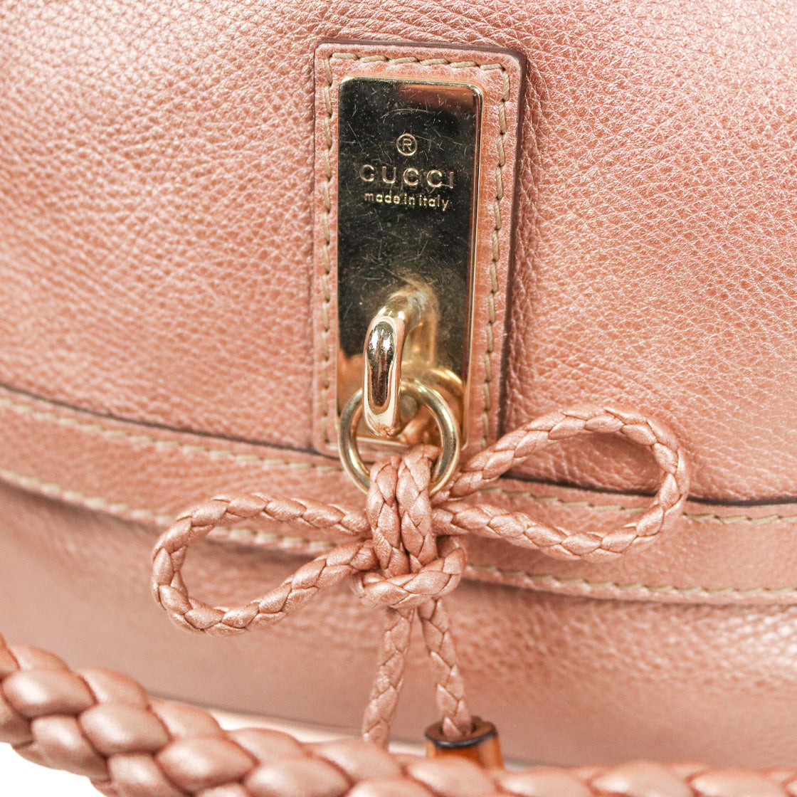 Gucci Metallic Pink Bamboo Bella Shoulder Bag