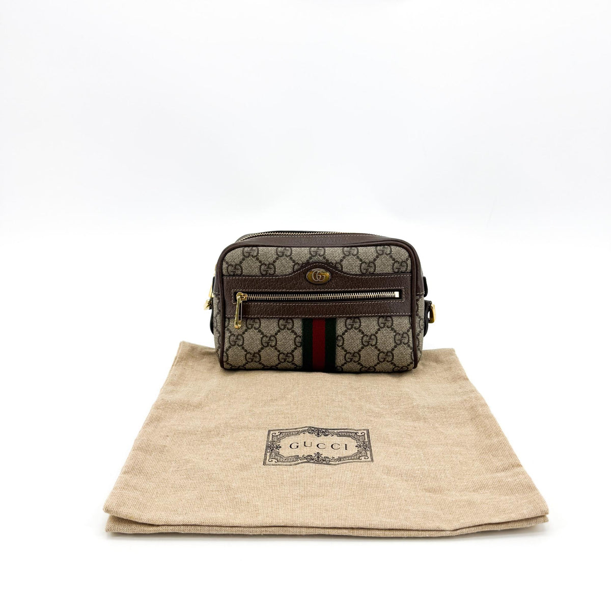 Gucci Ophidia GG Mini Crossbody Bag Beige Ebony